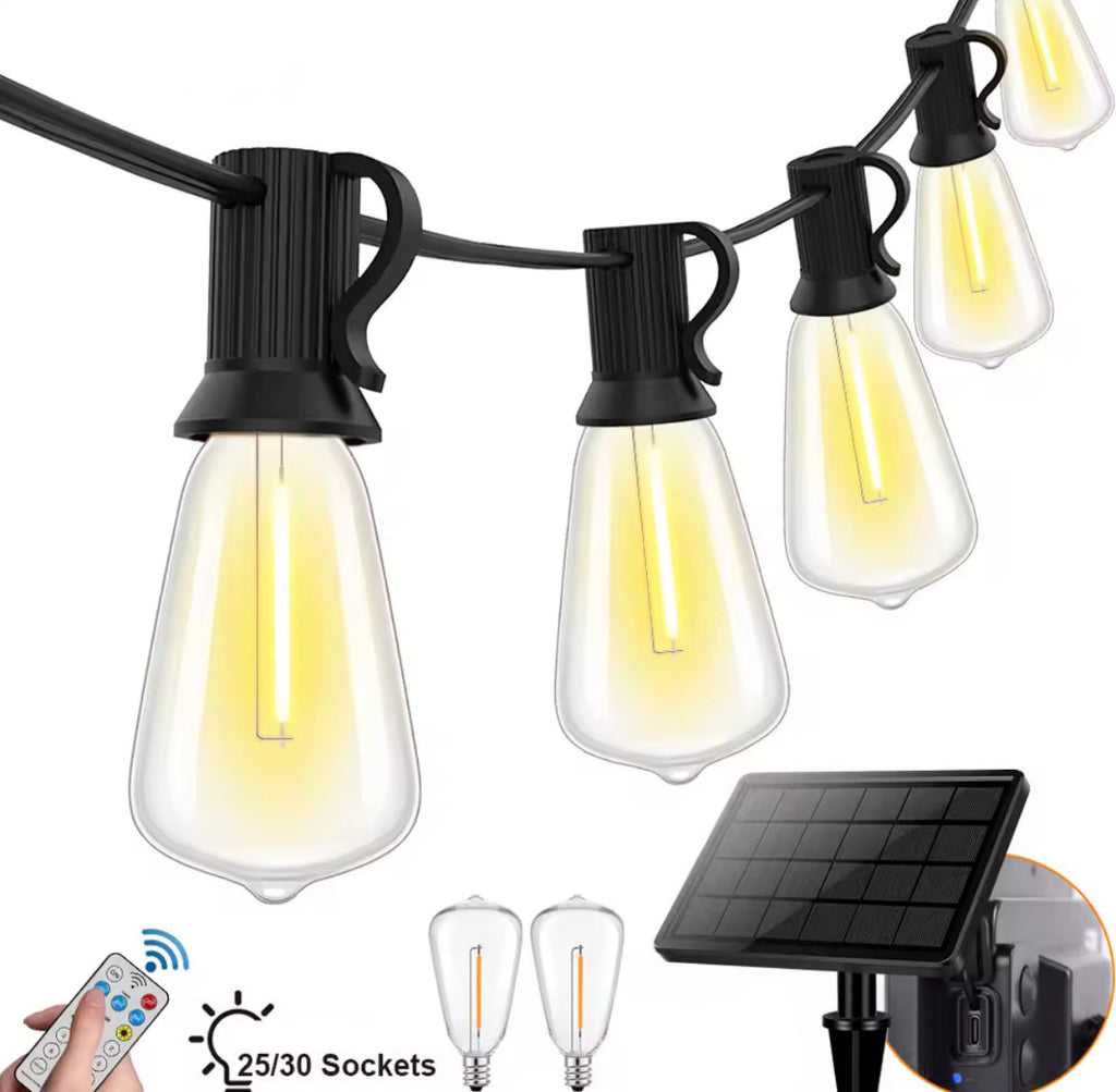 Wetterfeste Outdoor Solar LED Lichterkette mit länglichen Glühbirnen