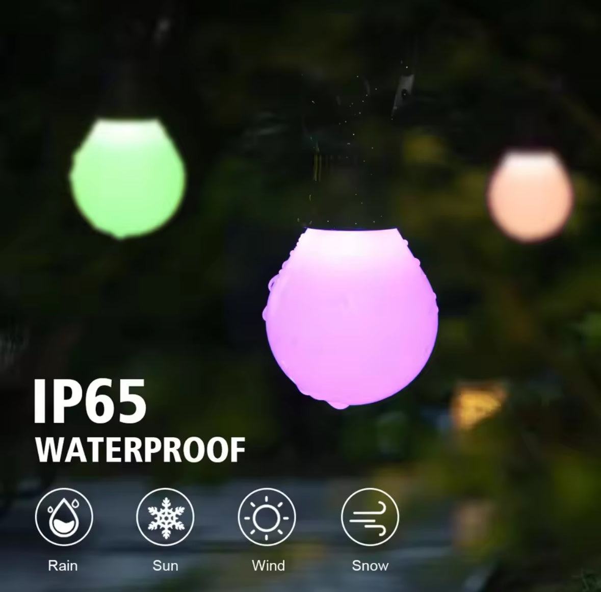 Wetterfeste Farbige DIY Outdoor LED Glühbirnen Lichterkette