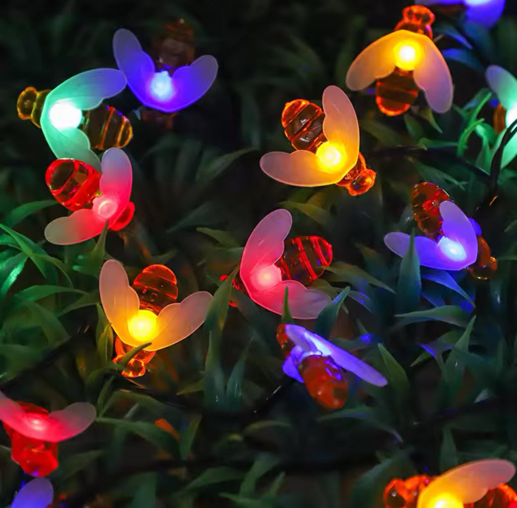 Wetterfeste Solar LED Lichterkette im Bienen-Design