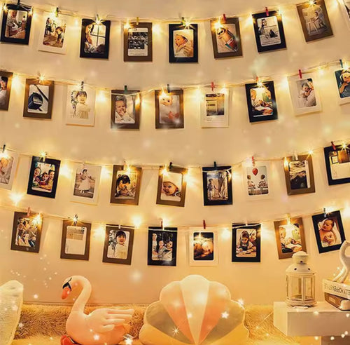 Leuchtende LED Foto Klammern Lichterkette