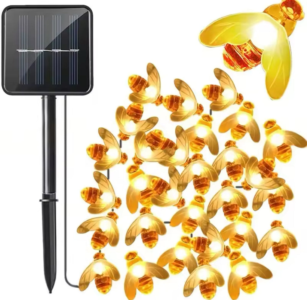 Wetterfeste Solar LED Lichterkette im Bienen-Design
