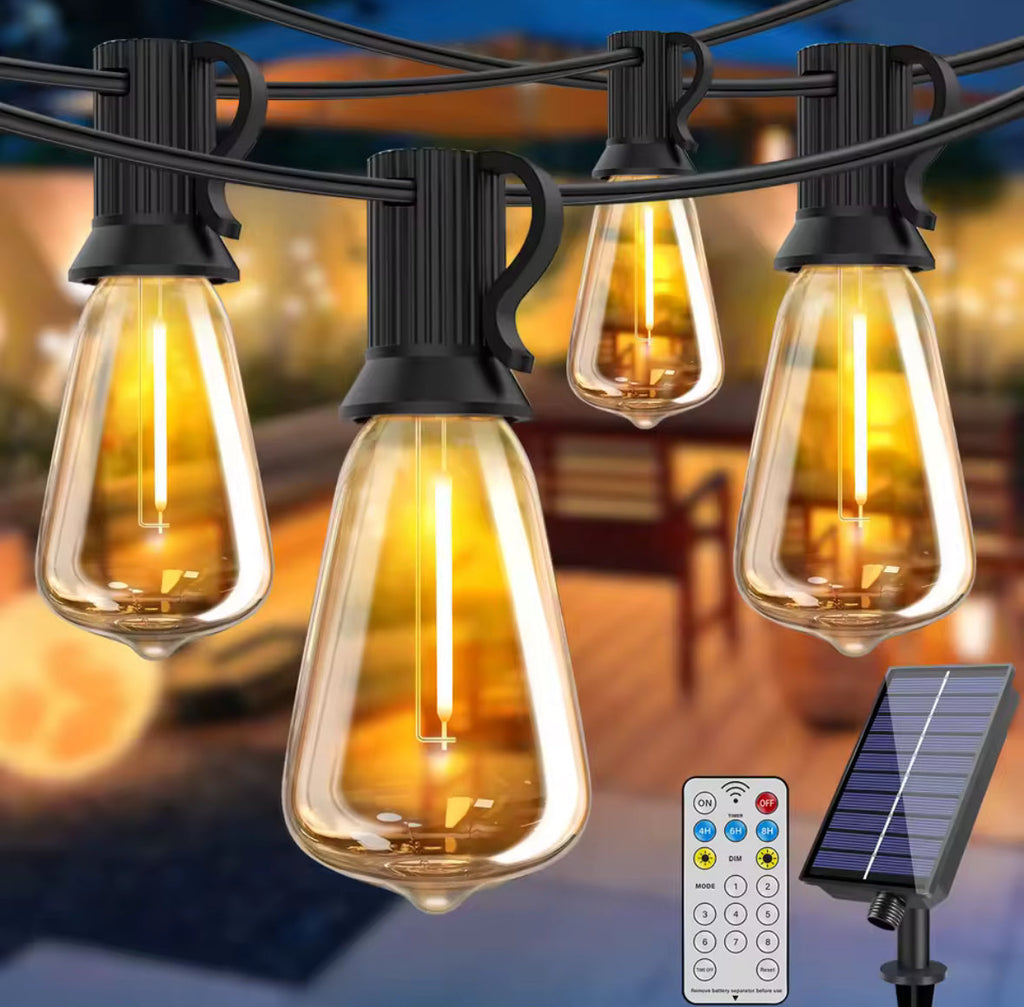 Wetterfeste Outdoor Solar LED Lichterkette mit länglichen Glühbirnen