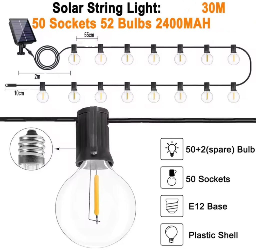 Wetterfeste Outdoor Solar LED Glühbirnen Lichterkette