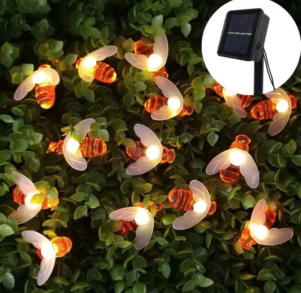 Wetterfeste Solar LED Lichterkette im Bienen-Design