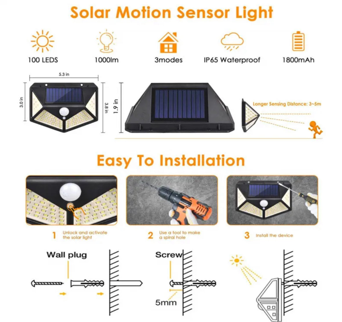 Solar Wand Spot Beleuchtung mit Bewegungsmelder