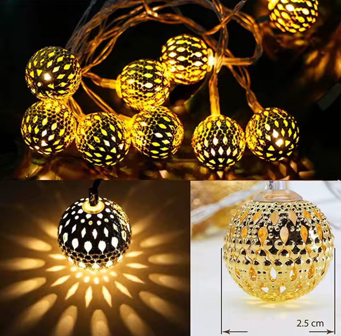 Marokkanische Solar Outdoor LED-Kugel Lichterkette