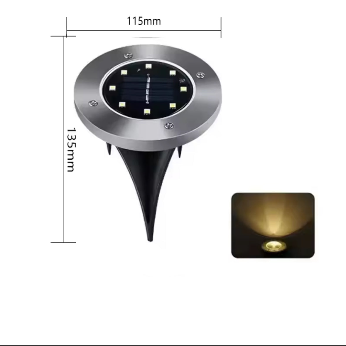 Solar Bodenleuchten für den Garten | Flache LED-Scheiben mit Erdspiess & Dämmerungssensor, IP65 | Wegbeleuchtung für Rasen, Einfahrt & Terrasse im Set