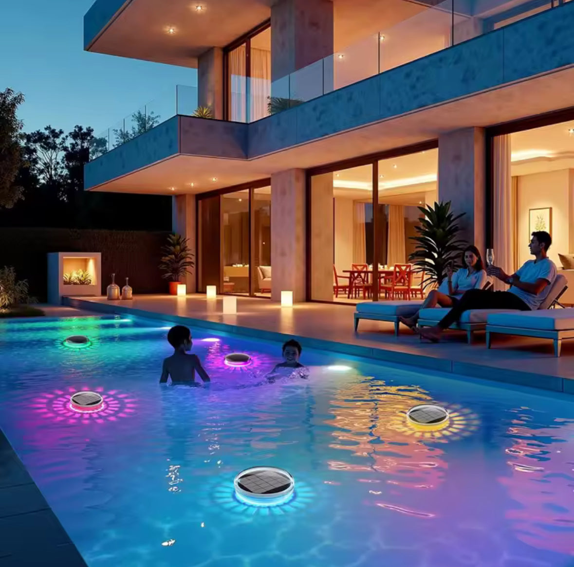 Schwimmendes Solar Pool-Licht | RGB-Farbwechsel mit 12 Modi & Timer, wasserdicht IPX7 | Kabellose Solar-Poolbeleuchtung für Pool, Whirlpool & Teich
