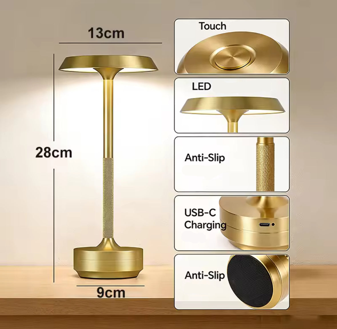 Luxuriöse LED Tischlampe mit Akku