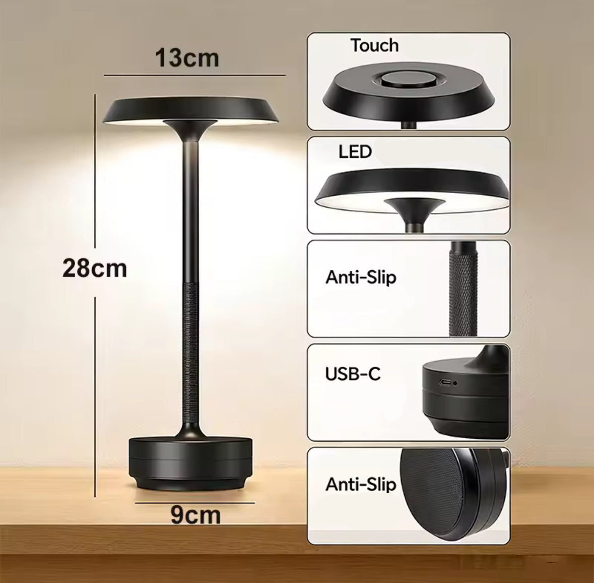 Luxuriöse LED Tischlampe mit Akku