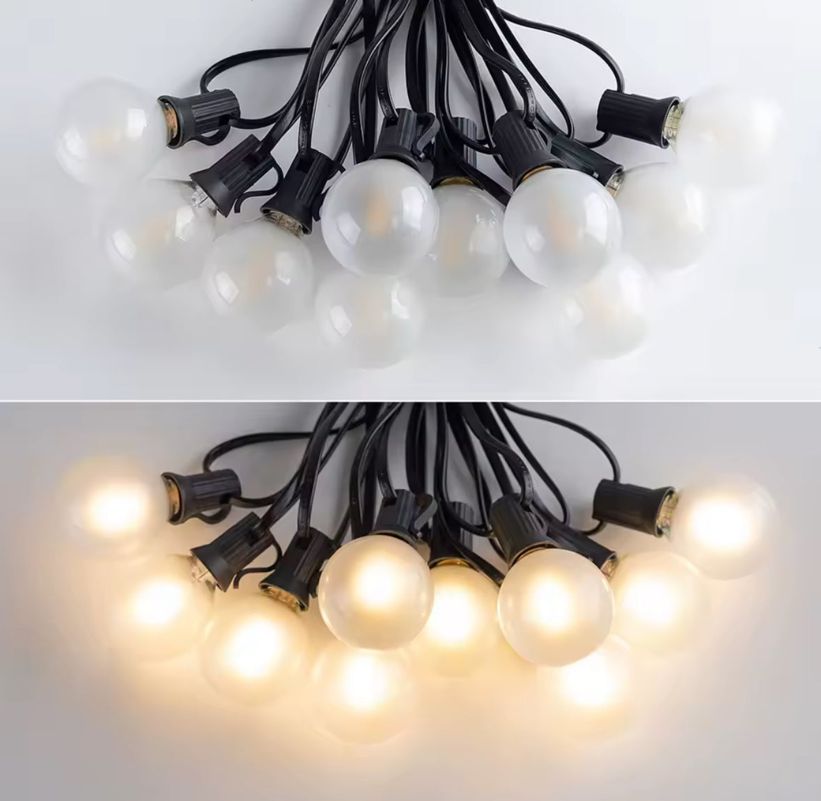 LED Lichterkette mit Milchglas-Birnen | G40 Bistro-Girlande, warmweiss 2700K, IP44, koppelbar | Für Garten, Pergola, Balkon & Terrasse