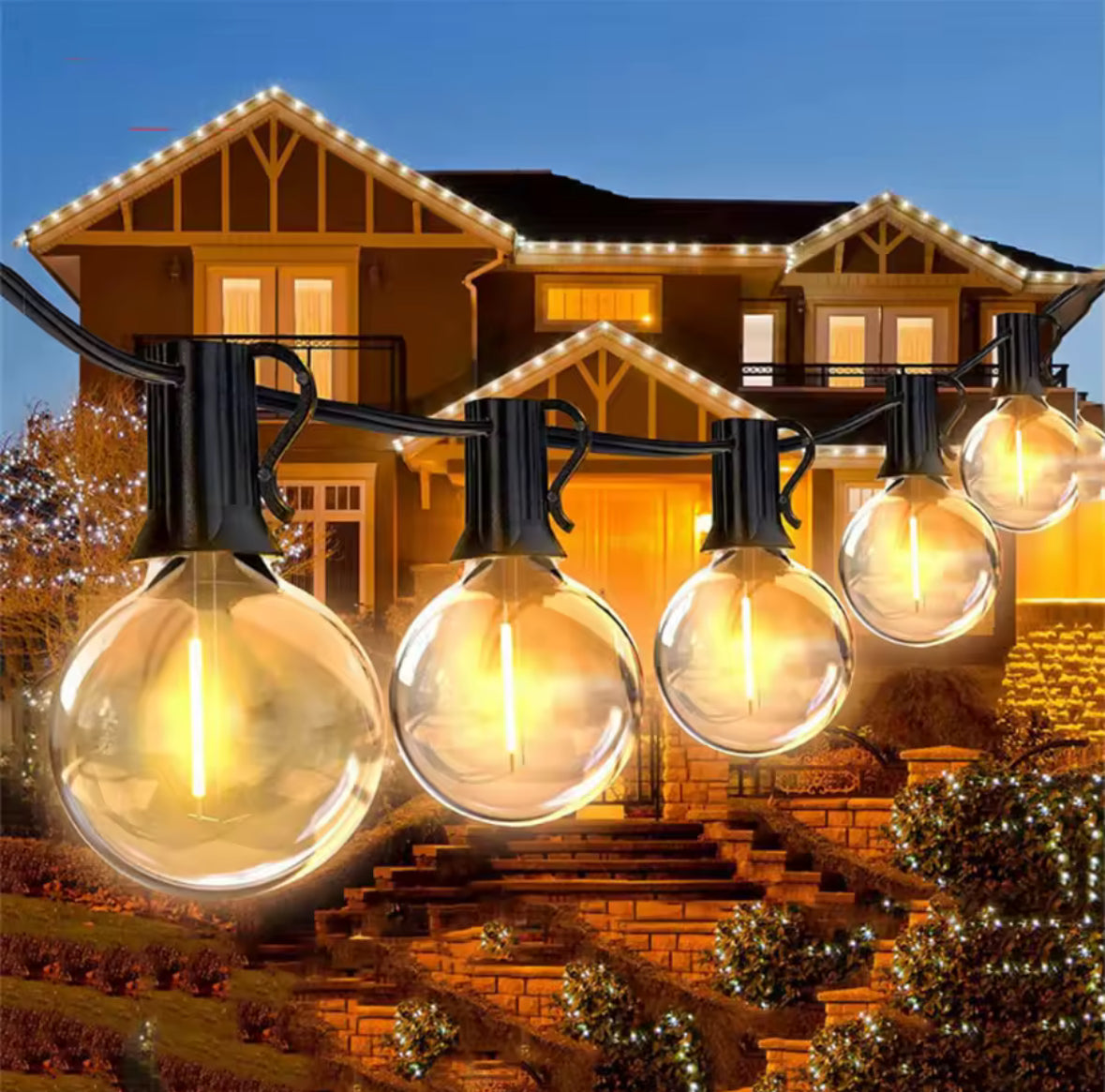 Outdoor Glühbirnen Lichterkette mit Bruchsicheren LED-Birnen