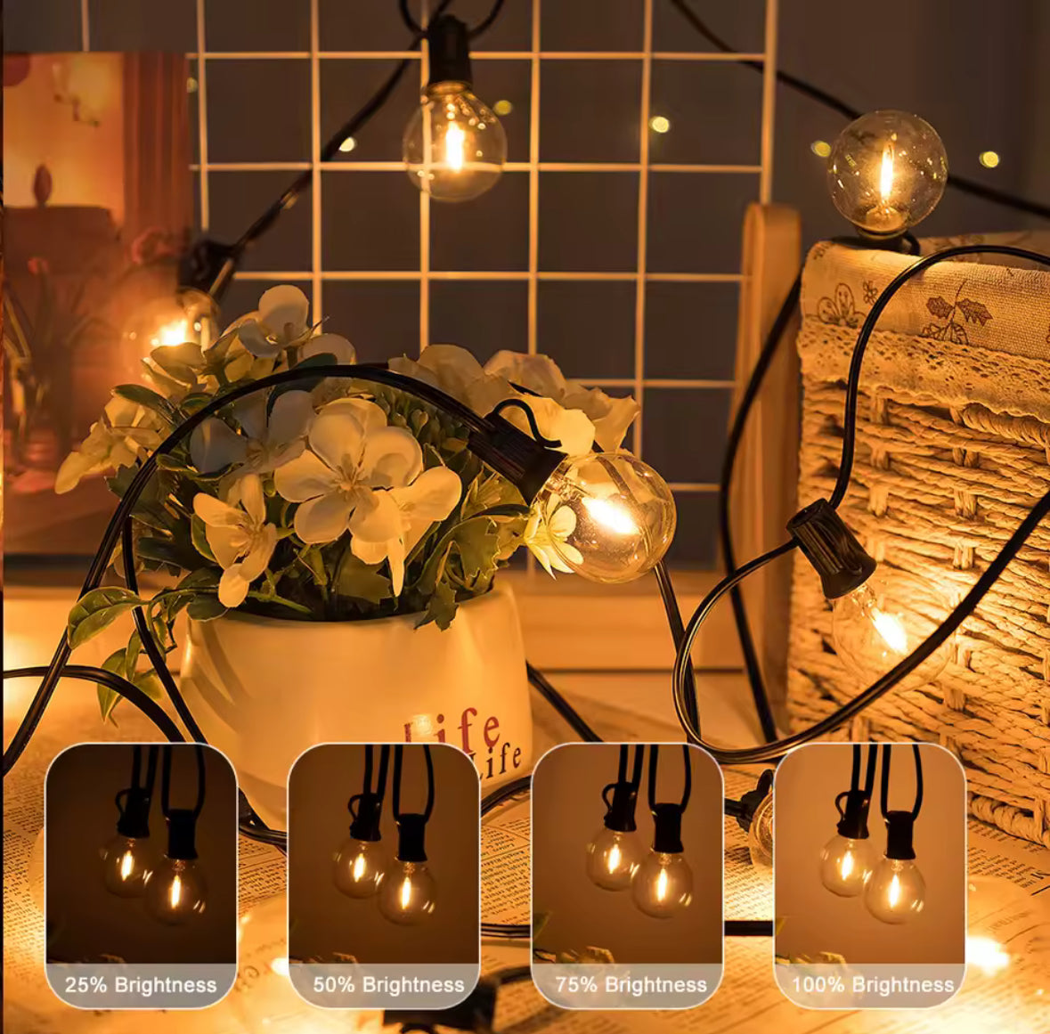 Outdoor Glühbirnen Lichterkette mit Bruchsicheren LED-Birnen