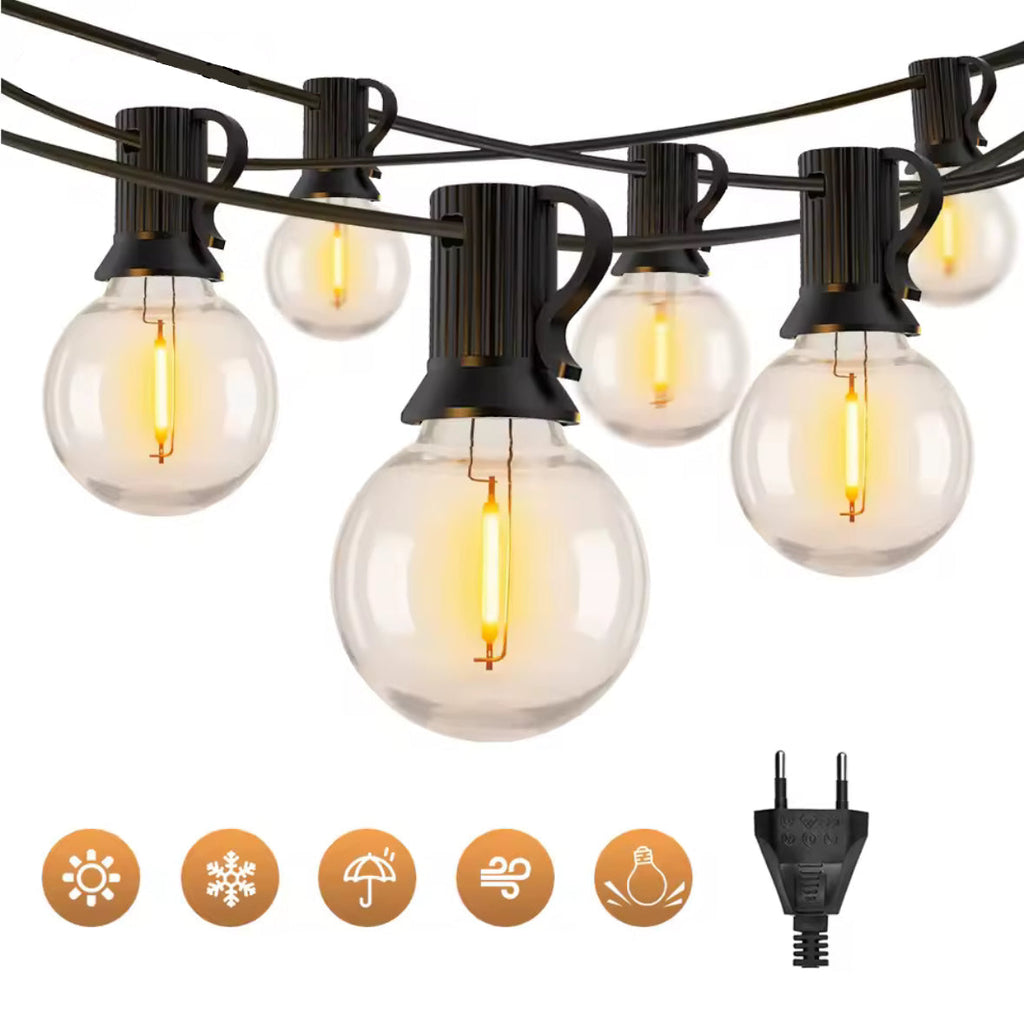 Outdoor Glühbirnen Lichterkette mit Bruchsicheren LED-Birnen