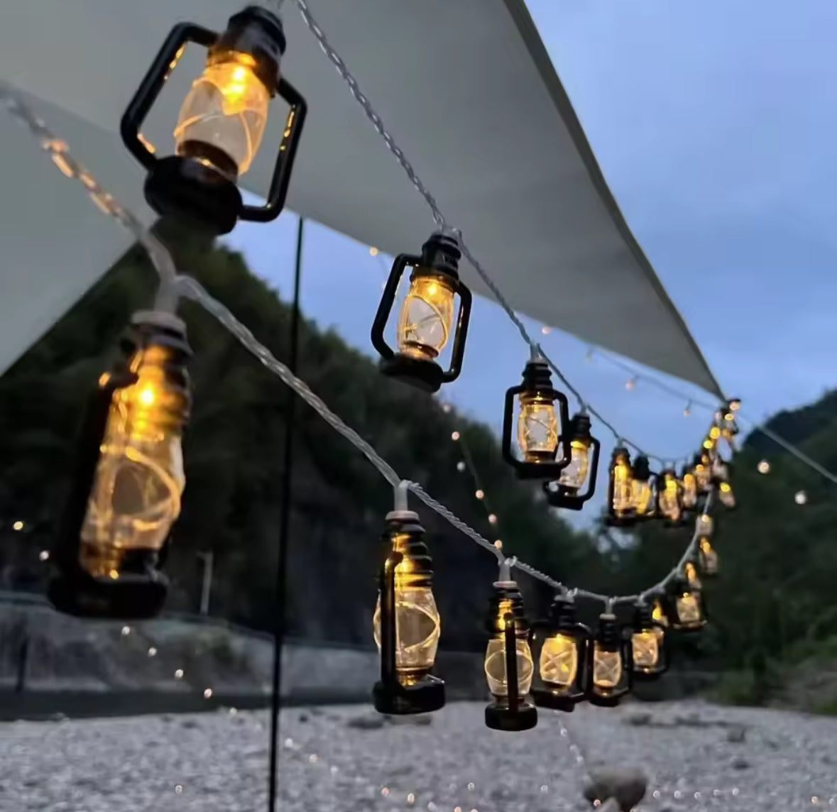 Solar Lichterkette mit Retro-Laternen |  LED Petroleumlampen-Optik, IP65 | Kabellos für Garten, Balkon, Pergola & Camping