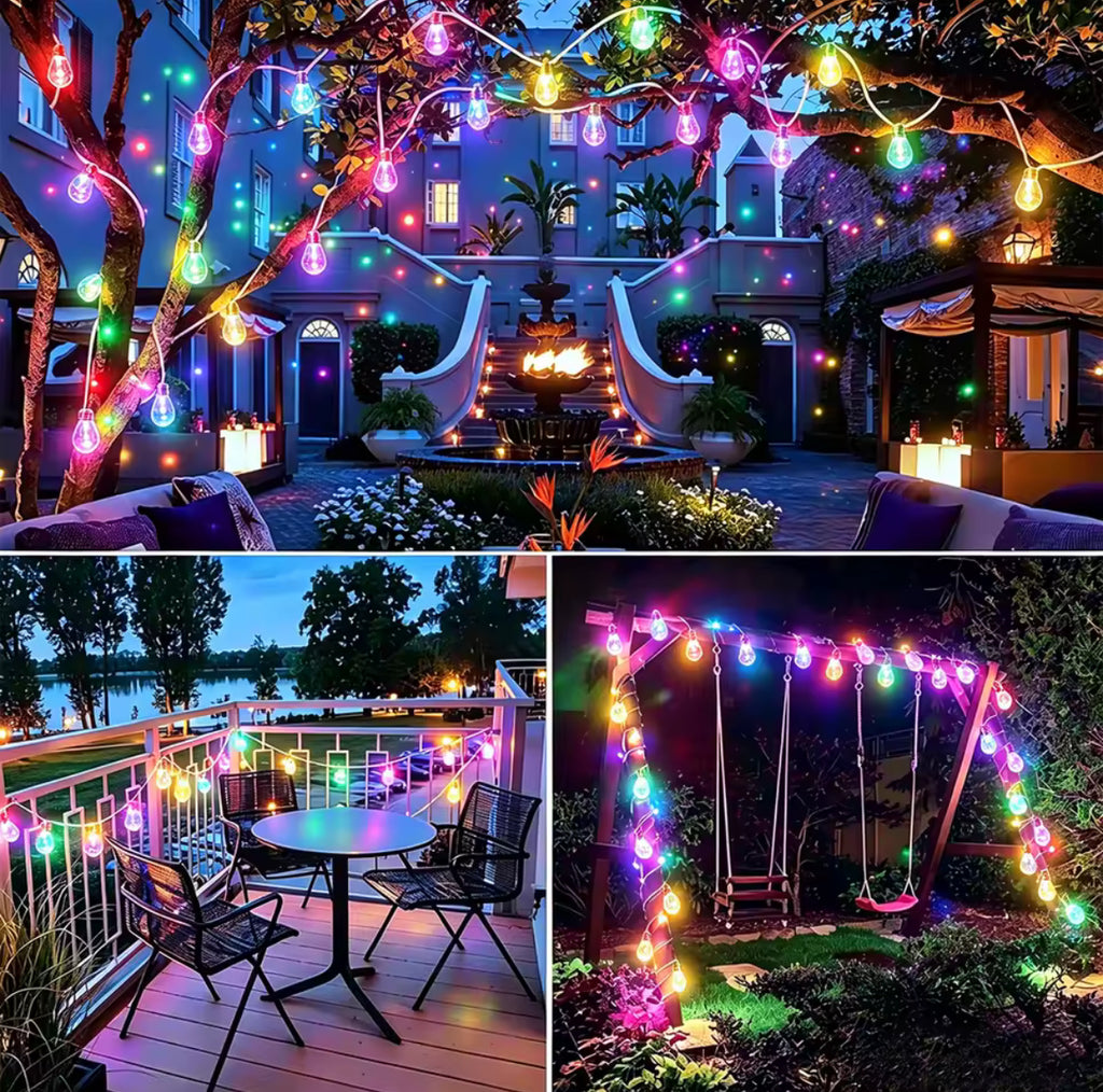 Solar Seil-Lichterkette mit Edison-Birnen | 8 Modi mit Fernbedienung, IP44 | Vintage Bistro-Licht für Pergola, Balkon & Garten