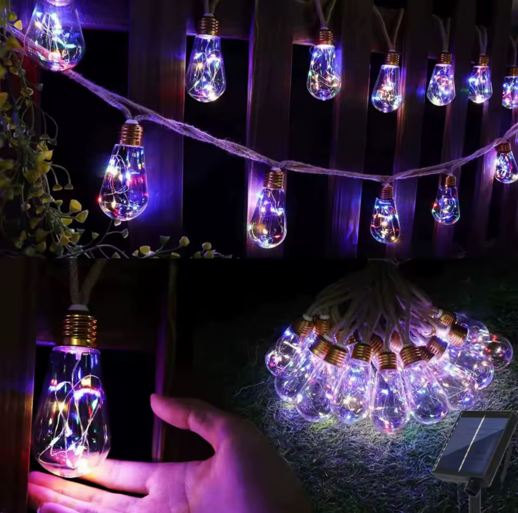 Solar Seil-Lichterkette mit Edison-Birnen | 8 Modi mit Fernbedienung, IP44 | Vintage Bistro-Licht für Pergola, Balkon & Garten