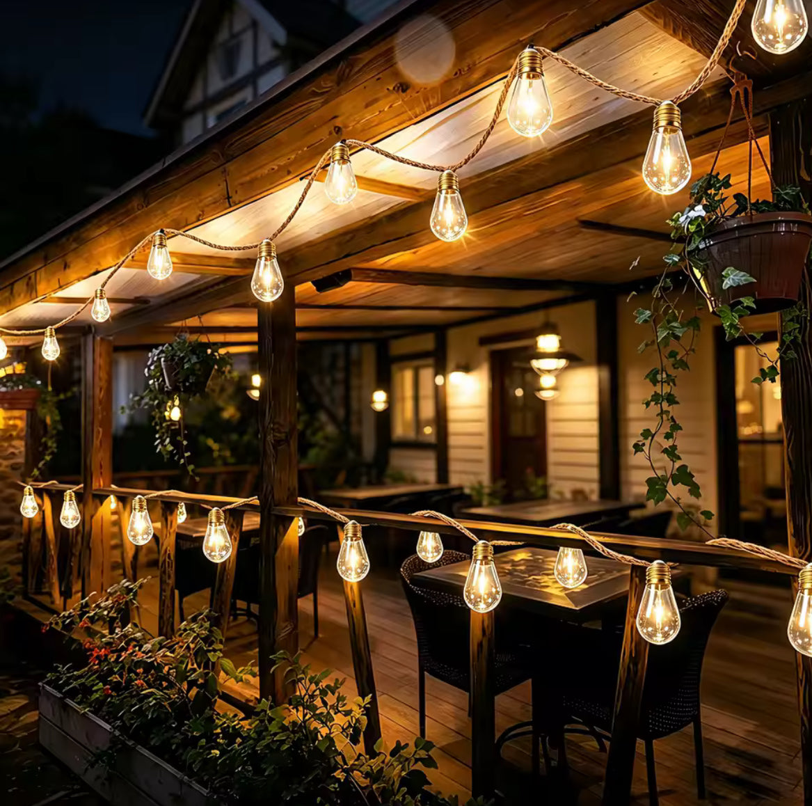 Solar Seil-Lichterkette mit Edison-Birnen | 8 Modi mit Fernbedienung, IP44 | Vintage Bistro-Licht für Pergola, Balkon & Garten