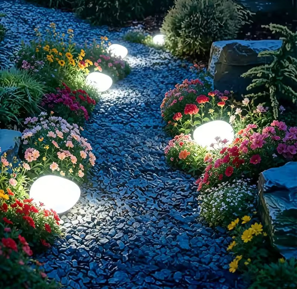 Solar Leuchtsteine für den Garten |  IP65 geschützt mit Dämmerungssensor |  Wegelicht für Gartenweg, Beet, Rasen & Terrasse