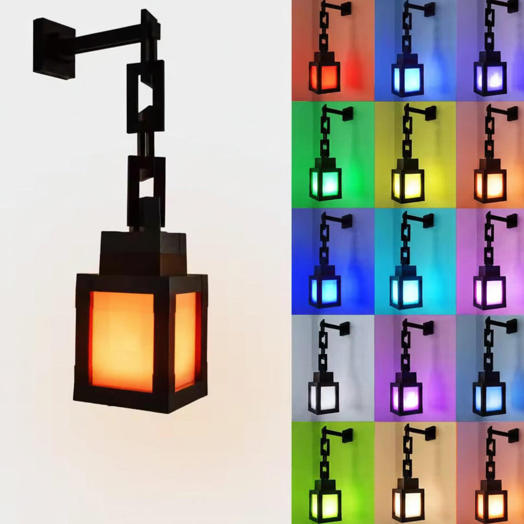 Pixel-Laterne mit 16 Farben | Tragbares LED-Stimmungslicht mit Fernbedienung & Akku | Retro Gaming-Deko & Nachtlicht für Kinderzimmer, Regal & Balkon