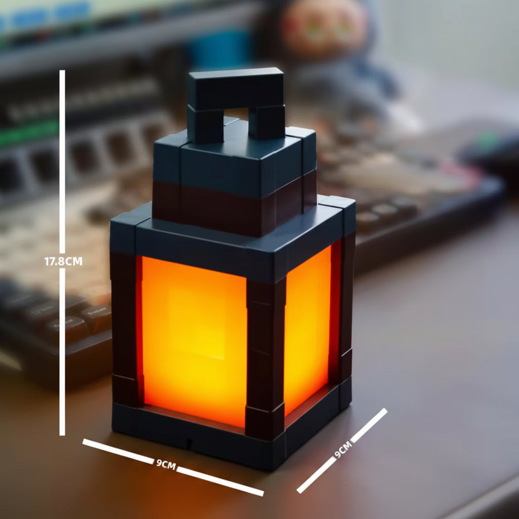 Pixel-Laterne mit 16 Farben | Tragbares LED-Stimmungslicht mit Fernbedienung & Akku | Retro Gaming-Deko & Nachtlicht für Kinderzimmer, Regal & Balkon