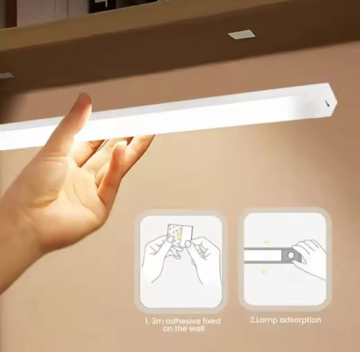 LED Schrankleuchte mit Bewegungsmelder | Kabellos mit USB-C Akku & Magnet-Montage ohne Bohren | Dimmbar für Schrank, Küche, Treppe & Flur