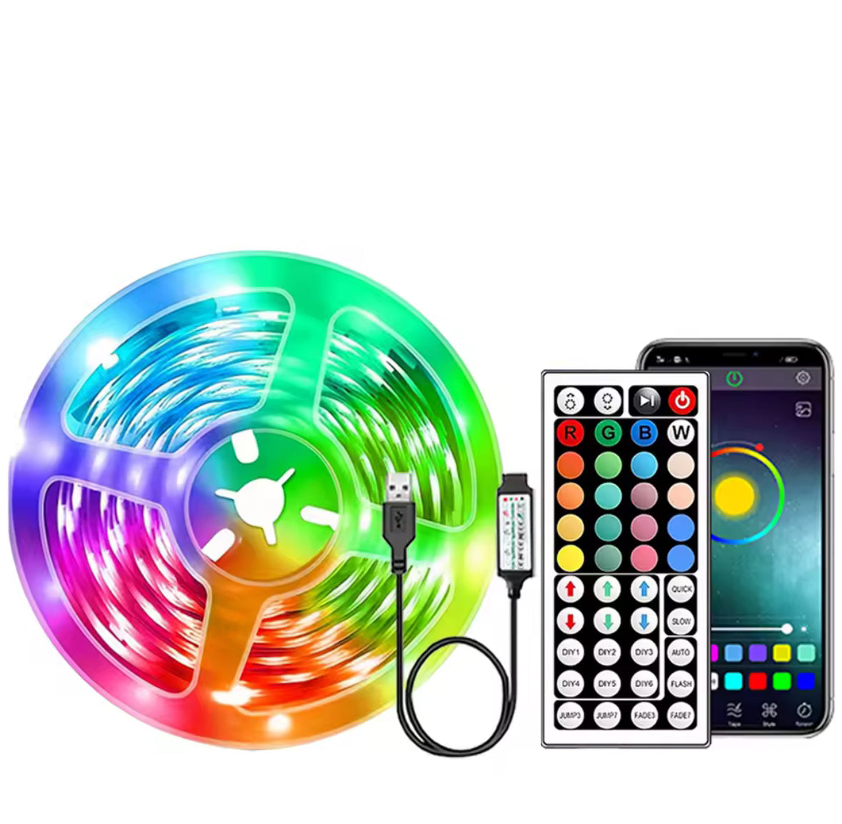 RGB LED-Streifen mit App-Steuerung & Fernbedienung | USB, flexibel & kürzbar | Indirekte Beleuchtung für TV, Bett, Regal & Gaming-Zimmer