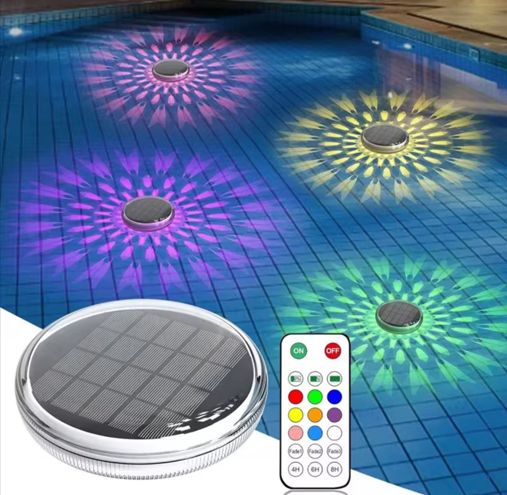 Schwimmendes Solar Pool-Licht | RGB-Farbwechsel mit 12 Modi & Timer, wasserdicht IPX7 | Kabellose Solar-Poolbeleuchtung für Pool, Whirlpool & Teich