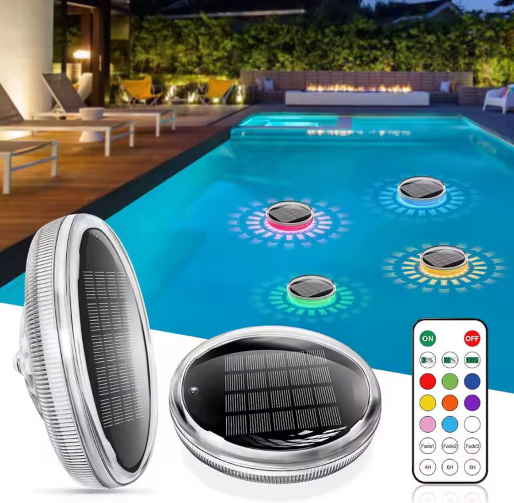 Schwimmendes Solar Pool-Licht | RGB-Farbwechsel mit 12 Modi & Timer, wasserdicht IPX7 | Kabellose Solar-Poolbeleuchtung für Pool, Whirlpool & Teich