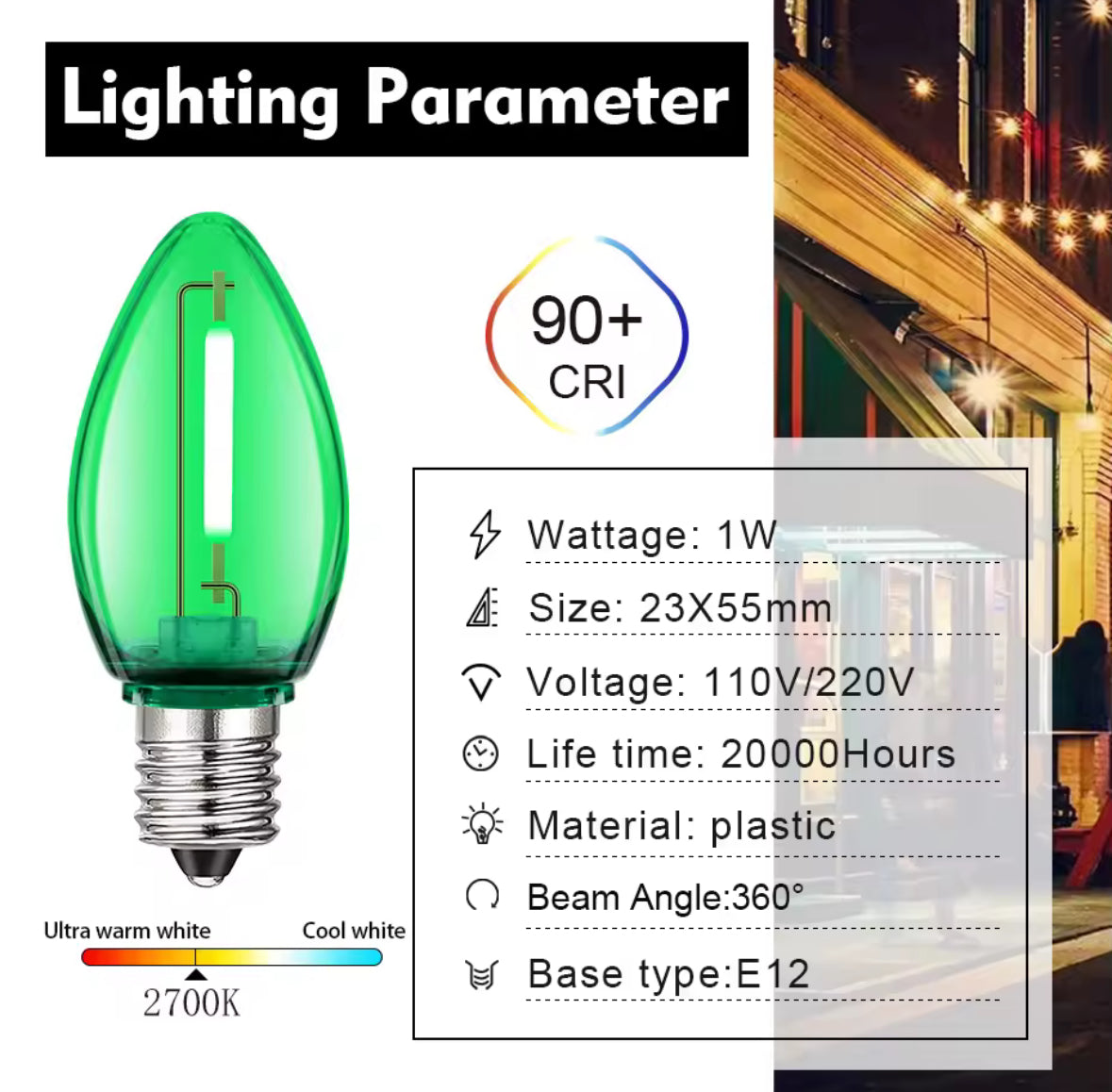 Bunte LED Lichterkette mit C7-Birnen | Bruchsichere Party-Girlande 7,6–20 m für aussen, E12 austauschbar | Gartenfest, Balkon & Weihnachtsbeleuchtung