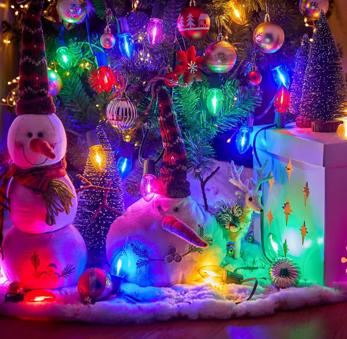 Bunte LED Lichterkette mit C7-Birnen | Bruchsichere Party-Girlande 7,6–20 m für aussen, E12 austauschbar | Gartenfest, Balkon & Weihnachtsbeleuchtung