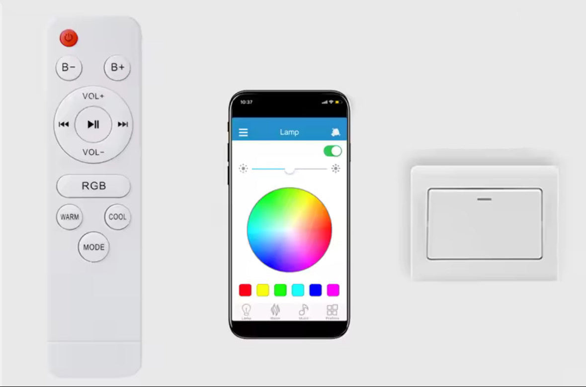LED Deckenleuchte mit Lautsprechern | RGB + Warmweiss, dimmbar per App & Fernbedienung, Ø 30 cm | Stimmungslicht für Schlafzimmer, Kinderzimmer & Wohnzimmer