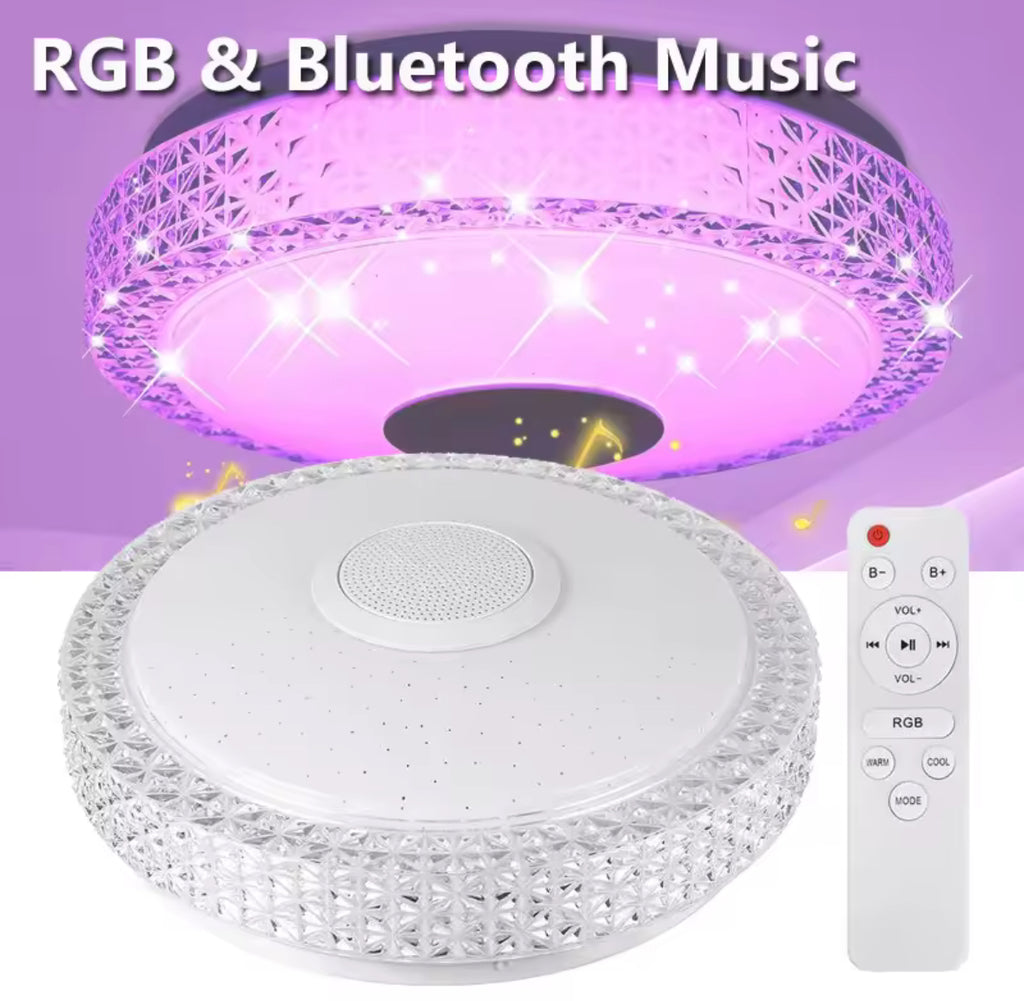 LED Deckenleuchte mit Lautsprechern | RGB + Warmweiss, dimmbar per App & Fernbedienung, Ø 30 cm | Stimmungslicht für Schlafzimmer, Kinderzimmer & Wohnzimmer
