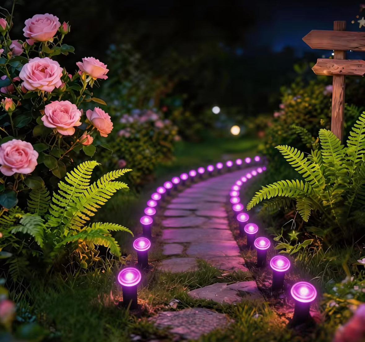 Solar Wegleuchten-Set am Band | 10–40 Steckleuchten an einem Solarpanel, 6 Farben, 8 Modi | Lichtlinie für Gartenweg, Beet, Zaun & Einfahrt