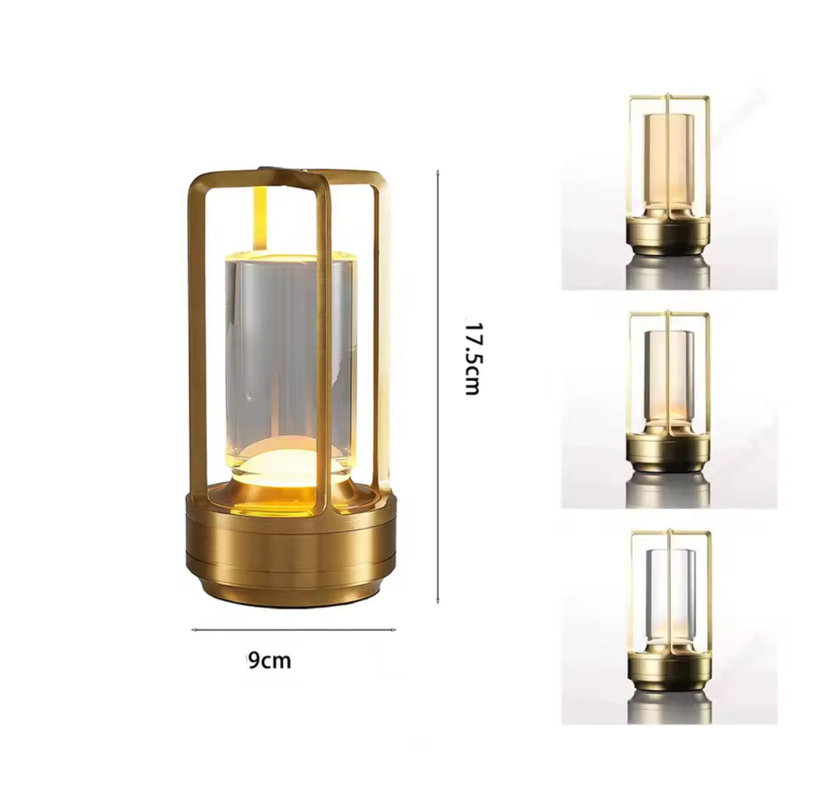 Luxuriöse LED Tischlampe mit Akku | Kabellos in Gold & Schwarz, Touch-Dimmer & USB-C | Elegantes Stimmungslicht für Nachttisch, Bar & Esszimmer
