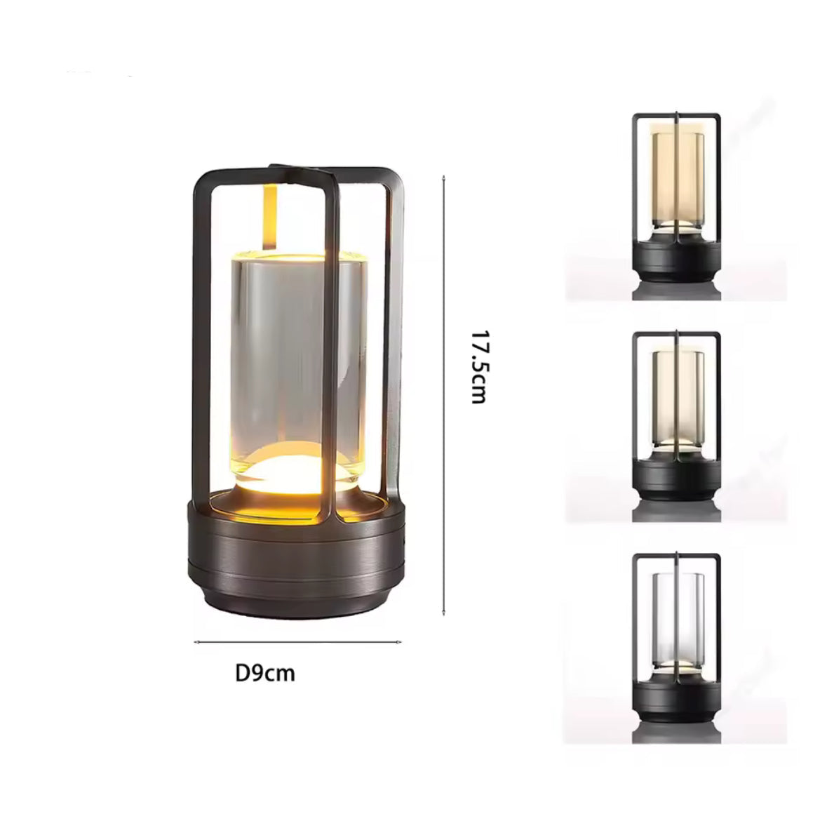Luxuriöse LED Tischlampe mit Akku | Kabellos in Gold & Schwarz, Touch-Dimmer & USB-C | Elegantes Stimmungslicht für Nachttisch, Bar & Esszimmer