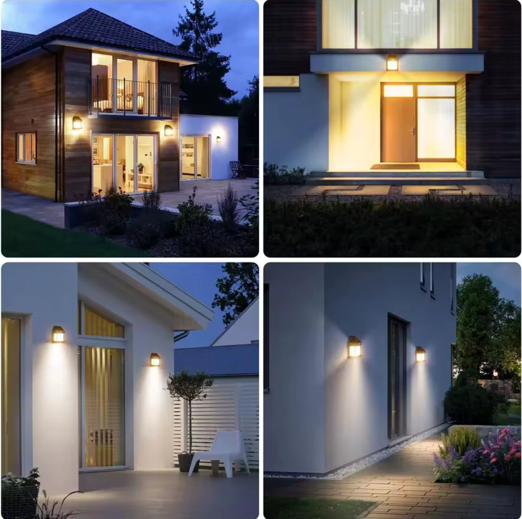 Solar Wandleuchte mit Bewegungsmelder | Vintage-Laterne mit E27 Filament-Birne, 3 Modi, 1800 mAh | Kabelloses Licht für Haustür, Garage, Balkon & Sitzplatz
