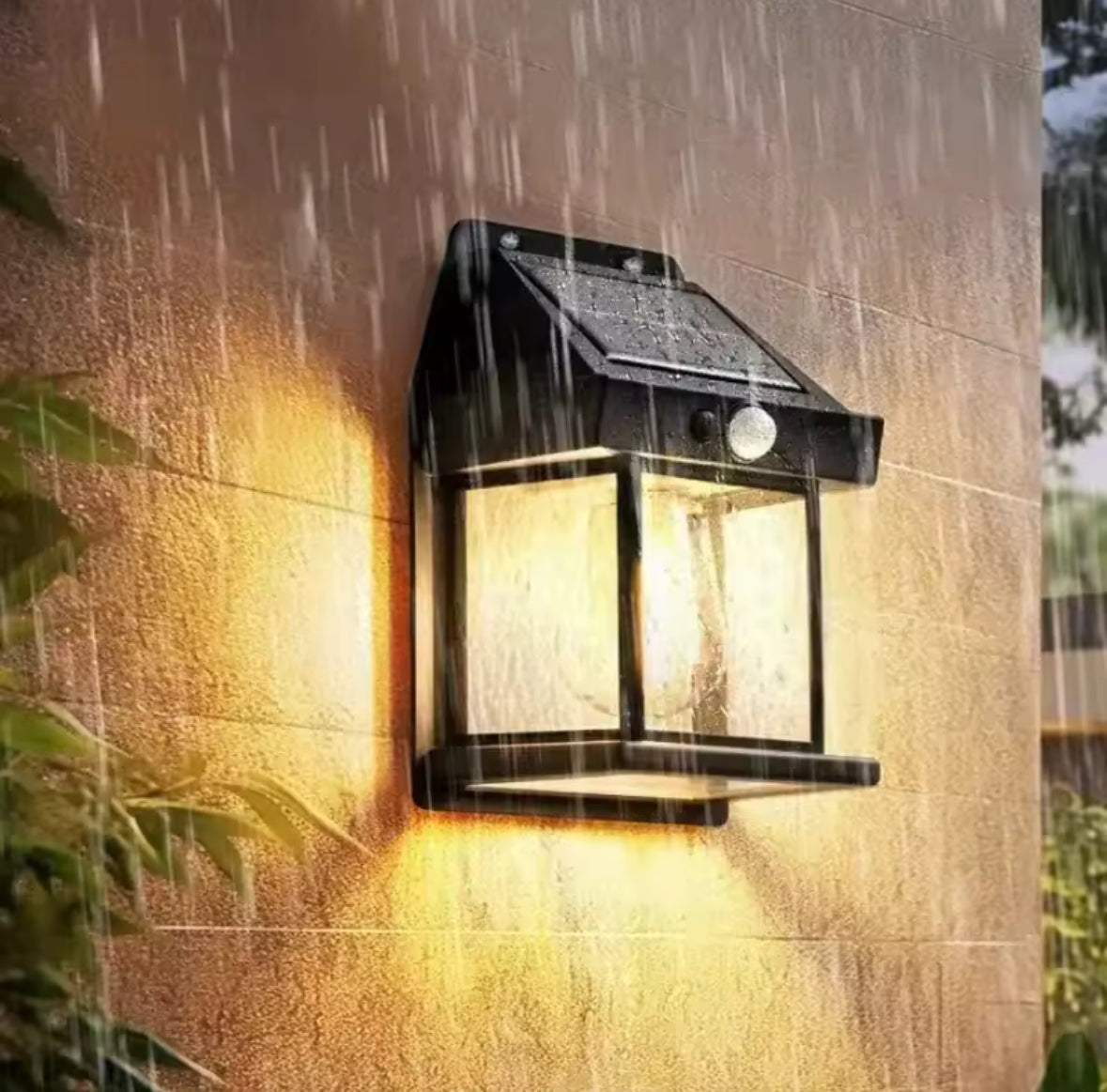 Solar Wandleuchte mit Bewegungsmelder | Vintage-Laterne mit E27 Filament-Birne, 3 Modi, 1800 mAh | Kabelloses Licht für Haustür, Garage, Balkon & Sitzplatz