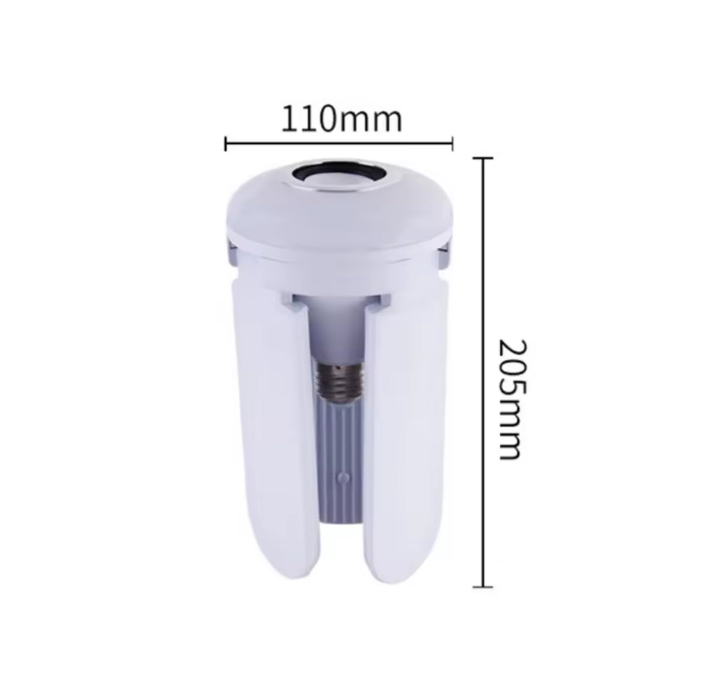 LED Musik-Lampe mit Bluetooth-Lautsprecher | E27 Farbwechsel-Birne mit 4 Leucht-Blättern & Fernbedienung | Party-Licht & Sound für Wohnzimmer, Jugendzimmer & Hobbyraum