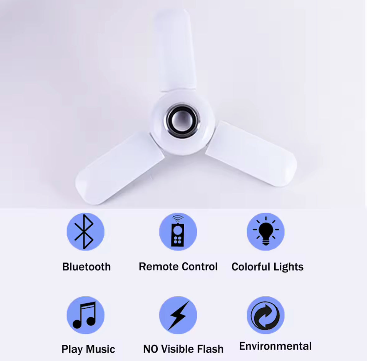 LED Musik-Lampe mit Bluetooth-Lautsprecher | E27 Farbwechsel-Birne mit 4 Leucht-Blättern & Fernbedienung | Party-Licht & Sound für Wohnzimmer, Jugendzimmer & Hobbyraum