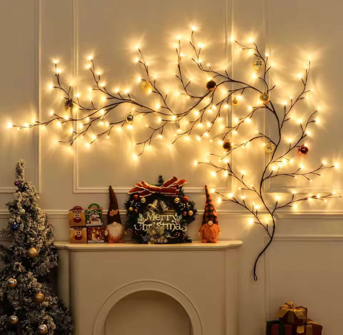 LED Weidenranken-Licht biegbar | 72–144 warmweisse Micro-LEDs, USB-betrieben | Formbare Lichtzweige als Wanddeko für Schlafzimmer, Fenster & Flur