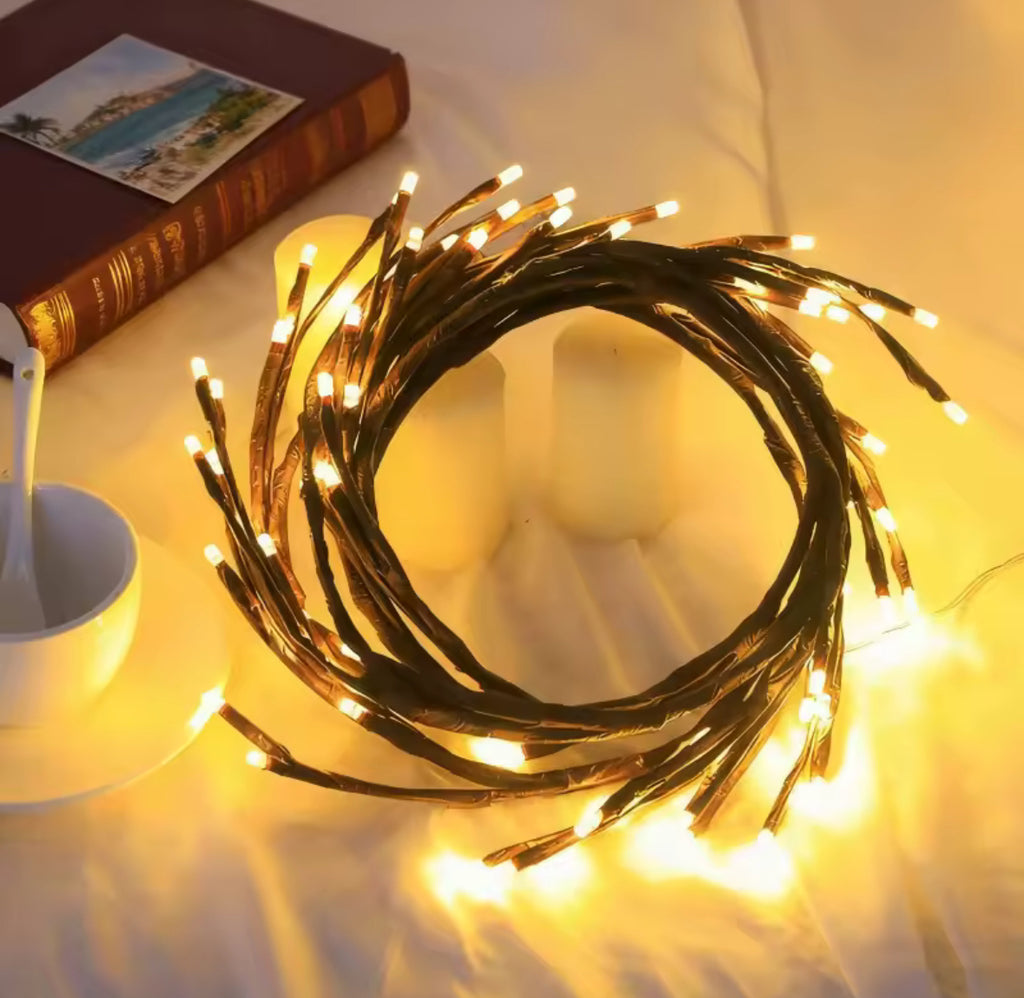 LED Weidenranken-Licht biegbar | 72–144 warmweisse Micro-LEDs, USB-betrieben | Formbare Lichtzweige als Wanddeko für Schlafzimmer, Fenster & Flur