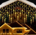 Eiszapfen-LED-Lichtervorhang | 200+ LEDs, 8 Modi, koppelbar, IP44 | Weihnachtsbeleuchtung aussen für Dachrinne, Vordach, Fenster & Balkon