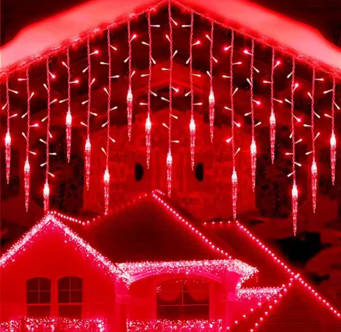 Eiszapfen-LED-Lichtervorhang | 200+ LEDs, 8 Modi, koppelbar, IP44 | Weihnachtsbeleuchtung aussen für Dachrinne, Vordach, Fenster & Balkon