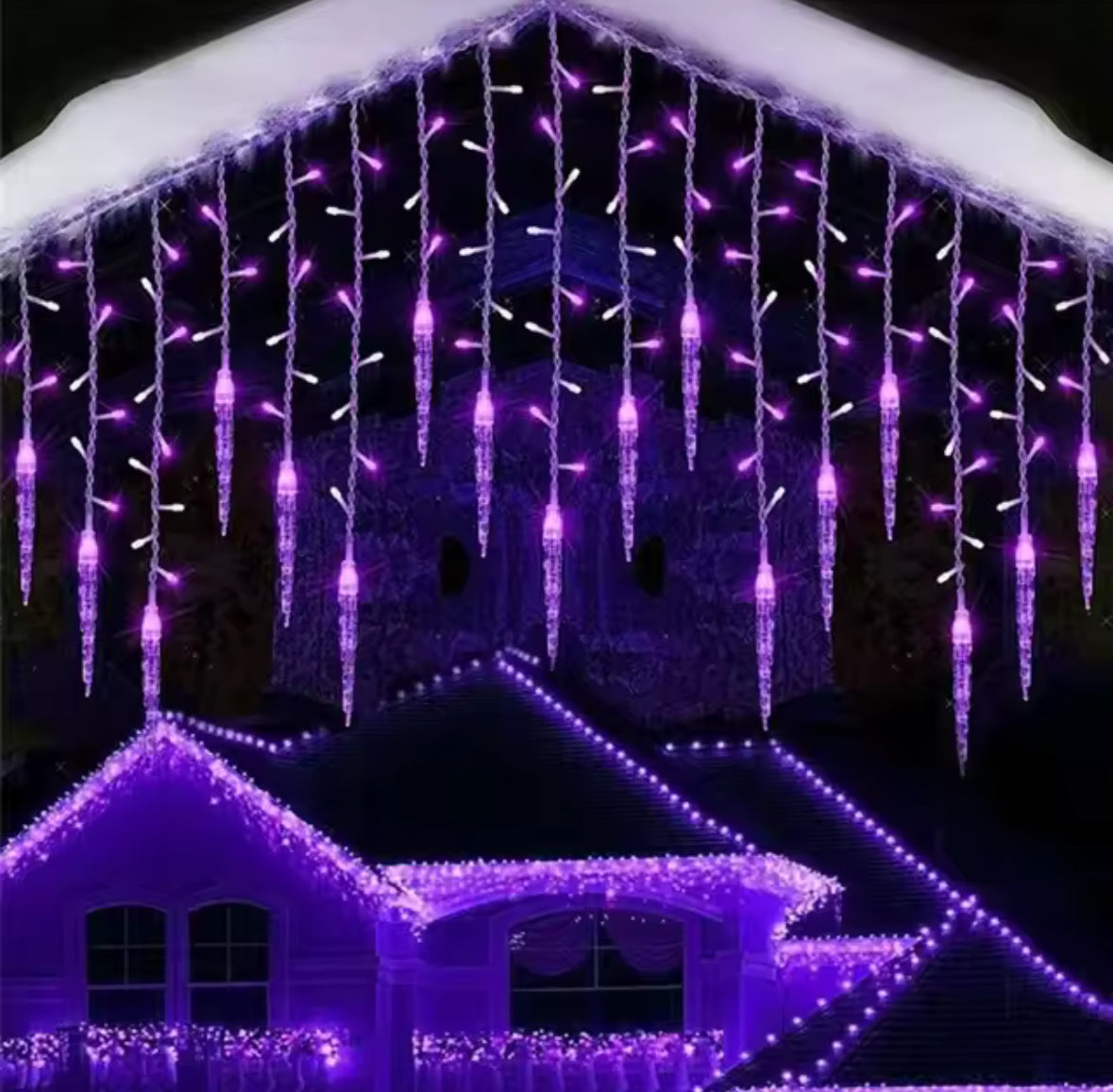 Eiszapfen-LED-Lichtervorhang | 200+ LEDs, 8 Modi, koppelbar, IP44 | Weihnachtsbeleuchtung aussen für Dachrinne, Vordach, Fenster & Balkon