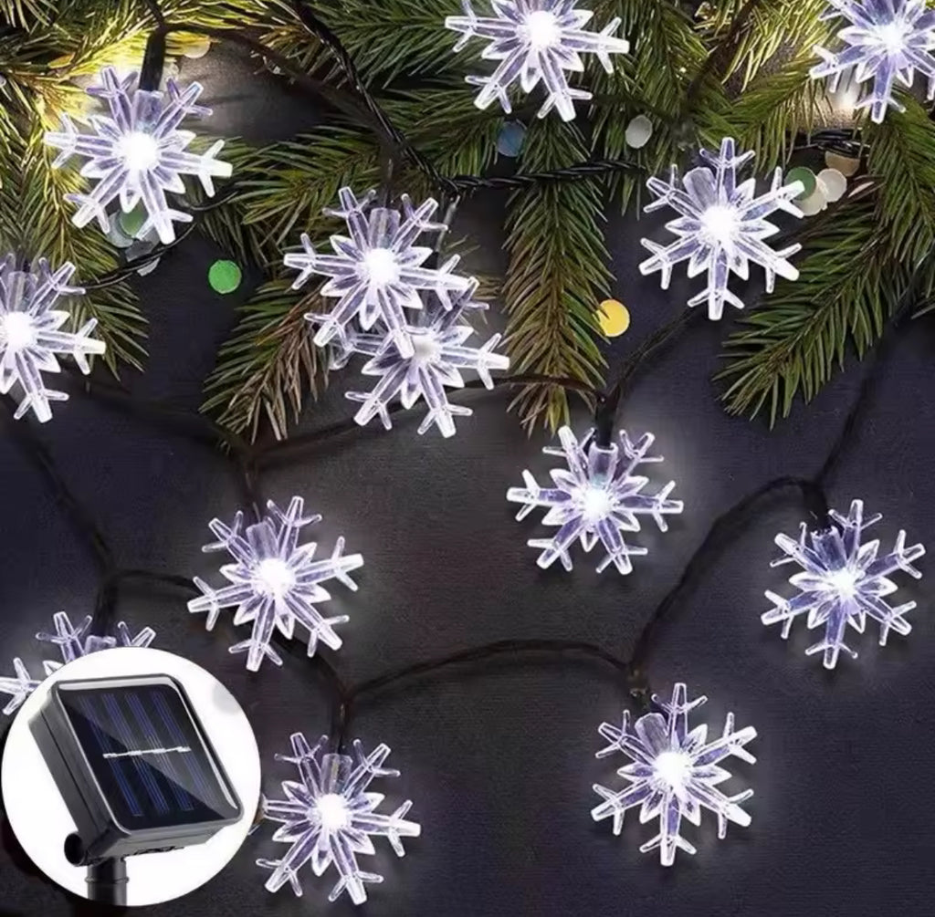Solar Schneeflocken-Lichterkette | 7–12 m mit 50–100 LED-Flocken, 8 Modi, IP65 | Winterdeko aussen für Baum, Balkon, Fenster & Geländer