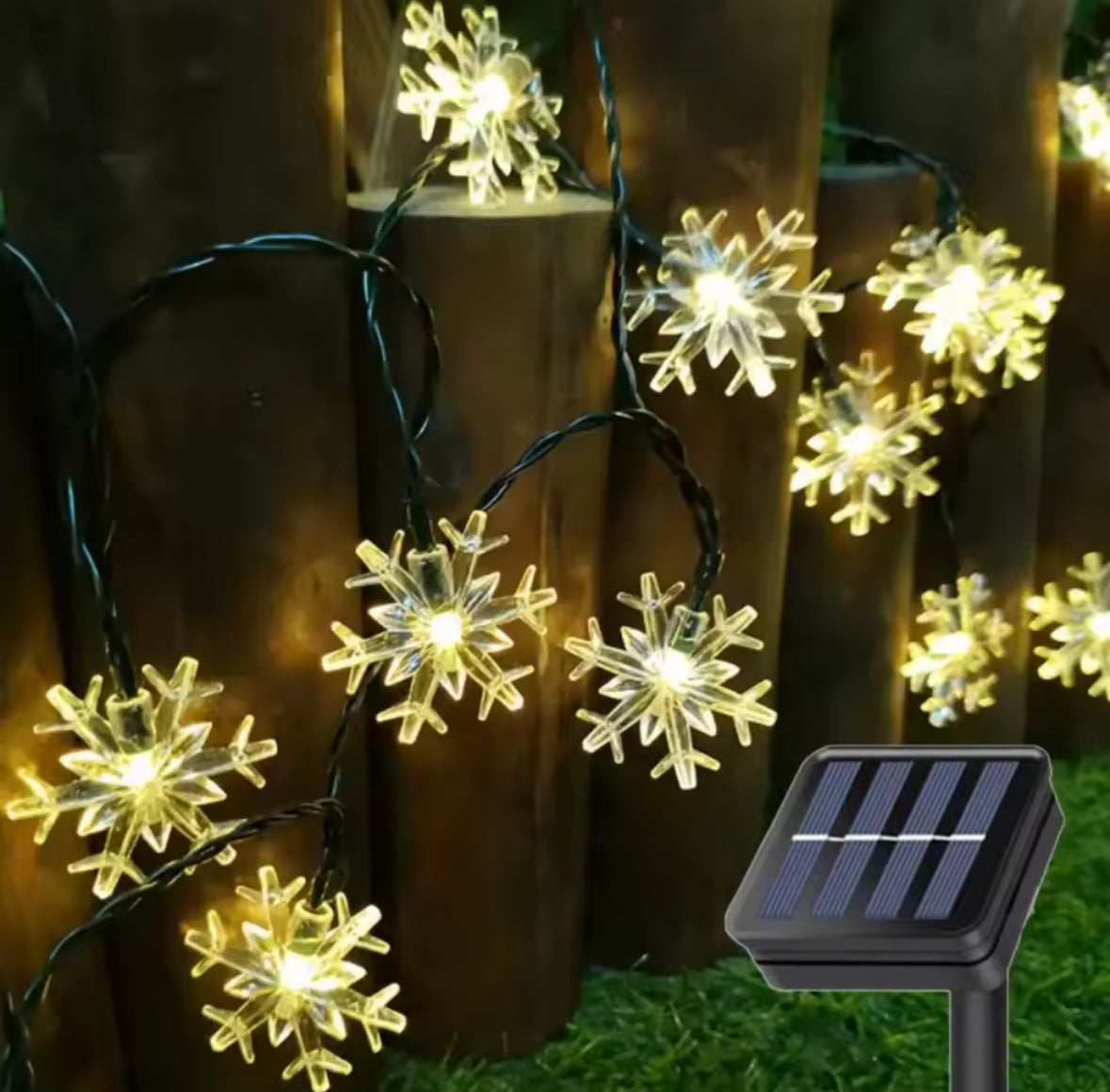 Solar Schneeflocken-Lichterkette | 7–12 m mit 50–100 LED-Flocken, 8 Modi, IP65 | Winterdeko aussen für Baum, Balkon, Fenster & Geländer