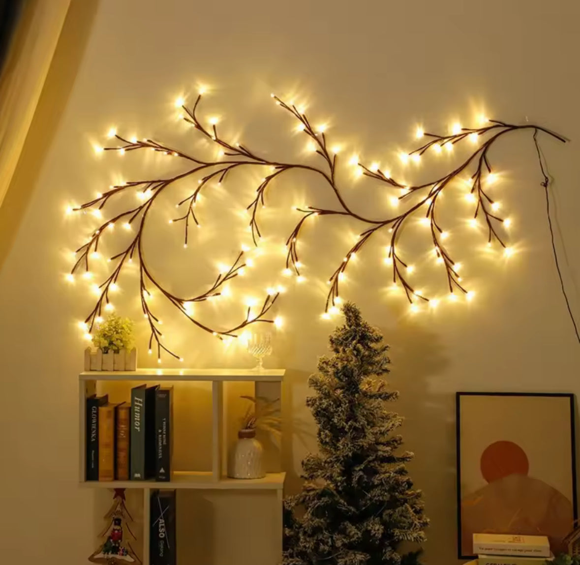 LED Weidenranken-Licht biegbar | 72–144 warmweisse Micro-LEDs, USB-betrieben | Formbare Lichtzweige als Wanddeko für Schlafzimmer, Fenster & Flur
