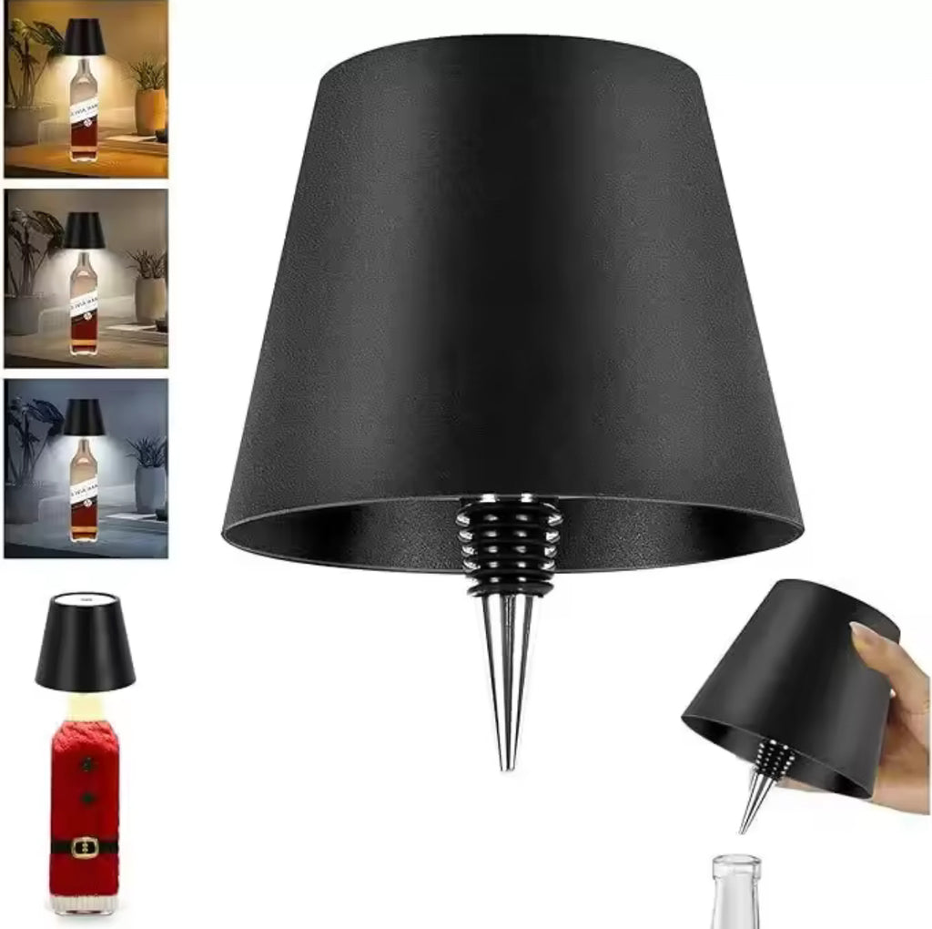 LED Flaschen-Tischlampe mit Akku | Kabelloses Bar-Licht mit Touch & 3 Lichtfarben, USB-C | Stimmungslicht für Esstisch, Bartresen, Balkon & Apéro