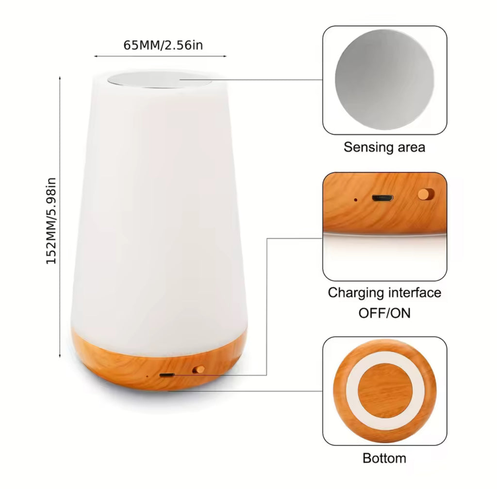 Mehrfarbiges LED Licht mit Fernbedienung & Sleep-Timer | 13 Farben, 5 Stufen dimmbar, Touch, USB-Akku | Einschlaflicht für Kinderzimmer, Nachttisch & Regal